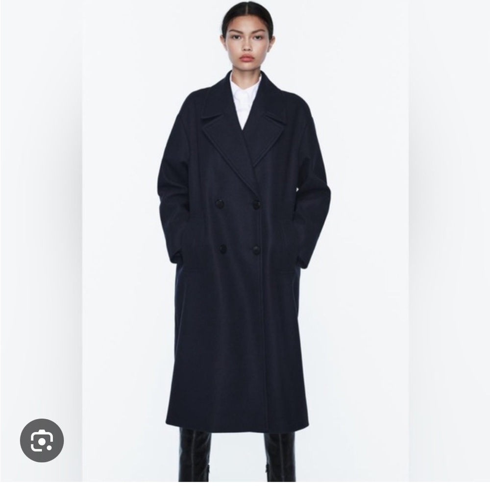 Zara black wool coat size xs